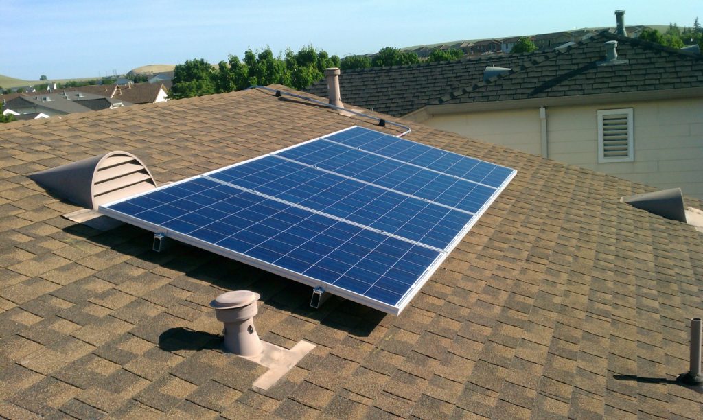 solar array on residential rooftop