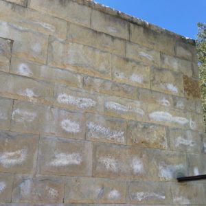 efflorescence on masonry wall