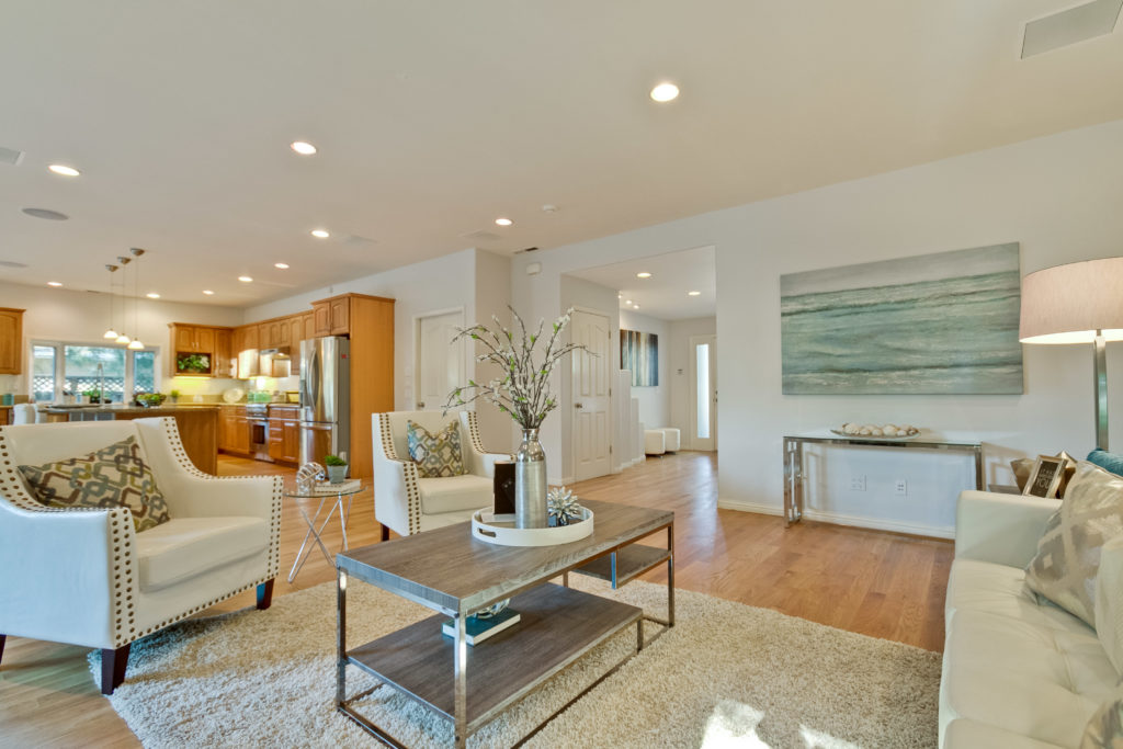 staged living room in real estate property