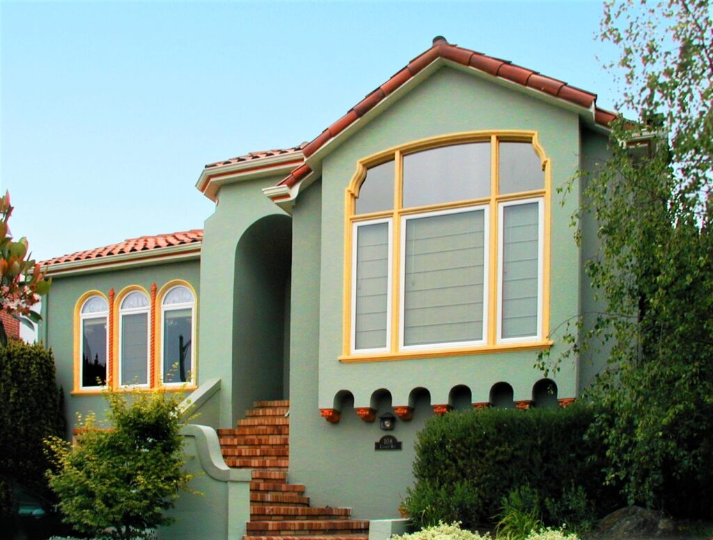 green exterior paint job