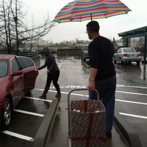 Ashley and Ian make sure the tuna and low-sodium soups stay dry.