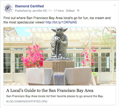 Like our Facebook page to keep up-to-date with the Diamond Certified Blog for Bay Area consumers. 